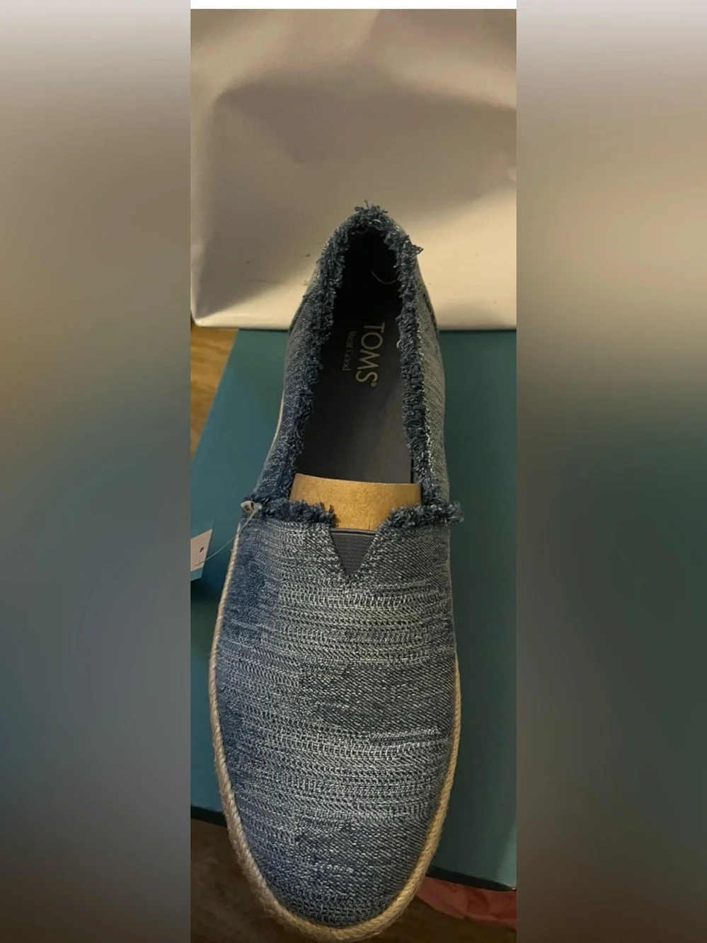 Toms Men's Blue Frayed-Edge Slip-On Espadrille